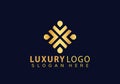 Luxury Flower Drop Gold Logo Design Vector Illustration Template