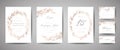 Luxury Flower Vintage Wedding Save the Date, Invitation Floral Cards Collection with Gold Foil Frame. trendy cover, graphic poster