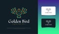 Luxury Flying Bird Logo Design in Green and Gold