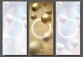 Luxury Flying Jewelry Pearl and Gold Sphere White Glow Ring Frame Smartphone Wallpapers Set with glassmorphism element. Vector