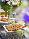 Luxury food and drinks on wedding table Royalty Free Stock Photo