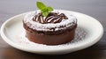 Luxury French dessert Chocolate souffle on plate, gourmand food