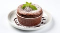 Luxury French dessert Chocolate souffle on plate, gourmand food