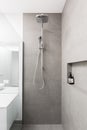 Luxury fully tiled shower with rain head and hand held shower Royalty Free Stock Photo