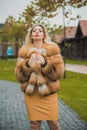 Luxury fur coat concept. Woman in furs