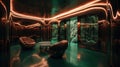 Luxury Futuristic Interior: Burnished Copper & Deep Forest Green