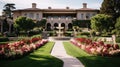 luxury garden mansion building Royalty Free Stock Photo