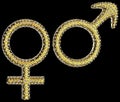 Luxury gender symbols inlaid with gems