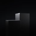 Luxury geometric black cubes podium stage in low light