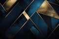 luxury geometric blue and golden background AI generated