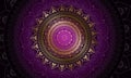 Luxury geometric gold gradient dark purple mandala background. Royalty Free Stock Photo