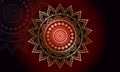 Luxury geometric gold gradient dark red mandala background.