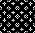 Luxury Geometric Seamless Icon Pattern in Vintage Fashion Style. Ready for Textile Prints on Black Background. Royalty Free Stock Photo