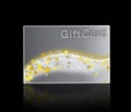 Luxury gift acrd with silver background and gold stars Royalty Free Stock Photo