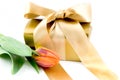 Luxury gift box with orange tulip Royalty Free Stock Photo