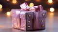 Luxury gift box with romantic candles on the table, festive still life, blurry background Royalty Free Stock Photo