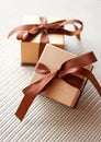 Luxury gift boxes with ribbon and bow Royalty Free Stock Photo