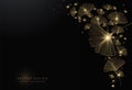 Luxury ginkgo background design with golden line on dark color. ginkgo leaf line arts design for wallpaper, banner, prints,