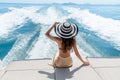 Luxury girl relaxes on her private yacht Royalty Free Stock Photo