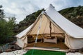 A luxury glamping bell tent