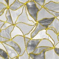 Luxury glitter seamless pattern Gold kintsugi crack. Broken marble texture with gold.