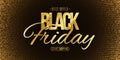 Luxury glittering lettering for Black Friday sale. Elegant business banner. Commercial discount event. Special offer. Golden