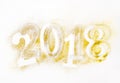 Luxury glowing numbers 2018 made from gold shiny glitter