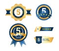 Luxury gold badges quality labels premium set of 5 stars rating