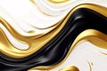 Luxury Gold and Black Liquid Background, Fluid Splash, Swirl on White