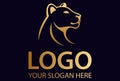 Luxury Gold Color Line Art Panther Logo Design