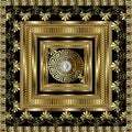 Luxury gold 3d geometric greek key panel pattern. Vector square Royalty Free Stock Photo