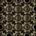 Luxury gold Deco seamless pattern. Greek tribal ethnic style ornamental vector background. Repeat geometric ornate backdrop. Royalty Free Stock Photo