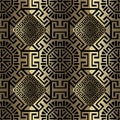 Luxury gold Deco seamless pattern. Greek tribal ethnic style ornamental vector background. Repeat geometric ornate backdrop. Royalty Free Stock Photo