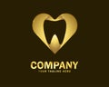 Luxury gold dental love logo design template