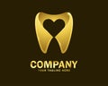 Luxury gold dental love logo design template