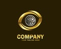 Luxury gold eye tech logo design template Royalty Free Stock Photo