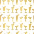 Luxury Gold Foil Frosty Cocktail Glasses Seamless Pattern Background Royalty Free Stock Photo