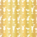 Luxury Gold Foil Frosty Cocktail Glasses Seamless Pattern Background Royalty Free Stock Photo