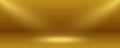 Luxury gold gradient studio room background with soft spotlight glow. Empty 3D metallic golden wall and floor scene Royalty Free Stock Photo
