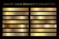 Luxury gold gradients collection vector. Golden gradients set of metallic festive gold vector colors. For Christmas Royalty Free Stock Photo