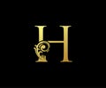 Luxury Gold H Letter Logo . Initial Letter H Design Luxury Icon.