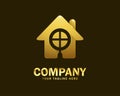 Luxury gold home scanning logo design template