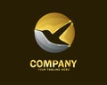Luxury gold hummingbird logo design template