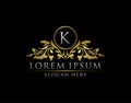 Luxury Gold K LetterLogo template in vector for Restaurant, Royalty, Boutique, Cafe, Hotel, Heraldic, Jewelry, Fashion and other Royalty Free Stock Photo