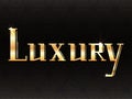 Luxury gold lettering on dark background with decoration. Printed inscription. Magnificence.