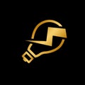 Luxury gold light bulb and lightning logo design template Royalty Free Stock Photo