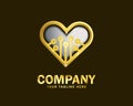 Luxury gold love tech logo design template