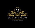 Luxury Gold M LetterLogo template in vector for Restaurant, Royalty, Boutique, Cafe, Hotel, Heraldic, Jewelry, Fashion and other Royalty Free Stock Photo
