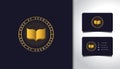 Luxury Gold Open Book Logo with Vintage Style. Usable for Business and Education Logos