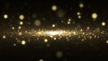 Luxury gold particle glitter abstract background for happy new year and merry christmas festive season middle light ray Royalty Free Stock Photo